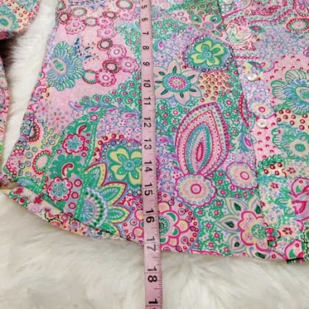 NEW Talbots Dreamy Paisley Print Classic Cotton Button Up Shirt Women's Size XS - Picture 8 of 9